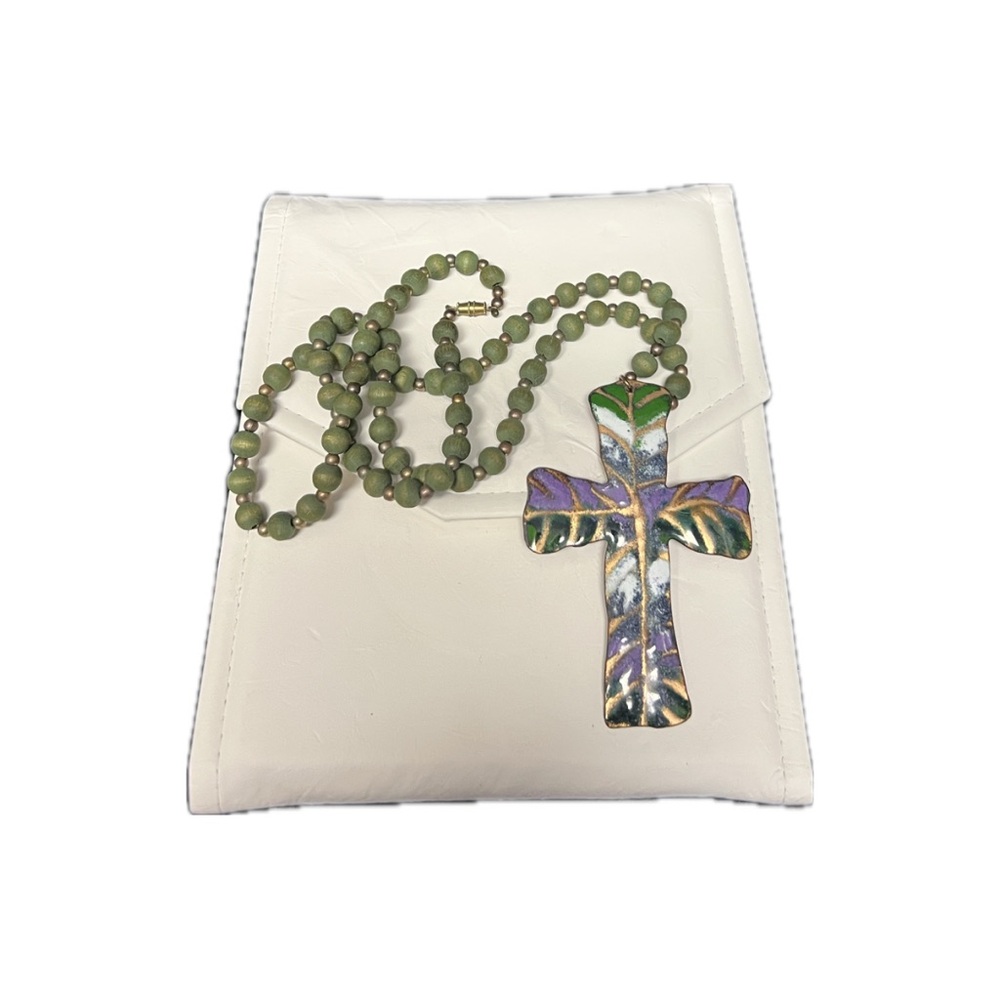 Hand Painted Metal Cross Necklace